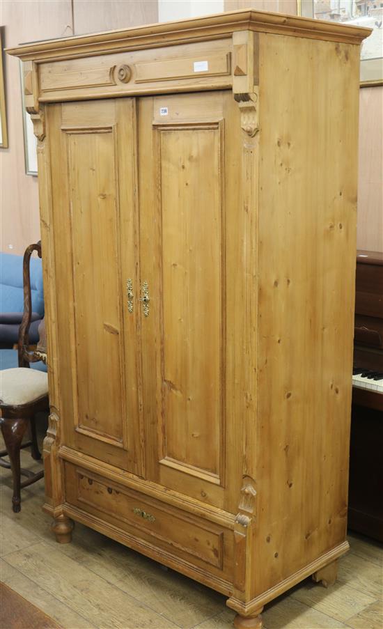 A 19th century French stripped pine Armoire, H.182cm